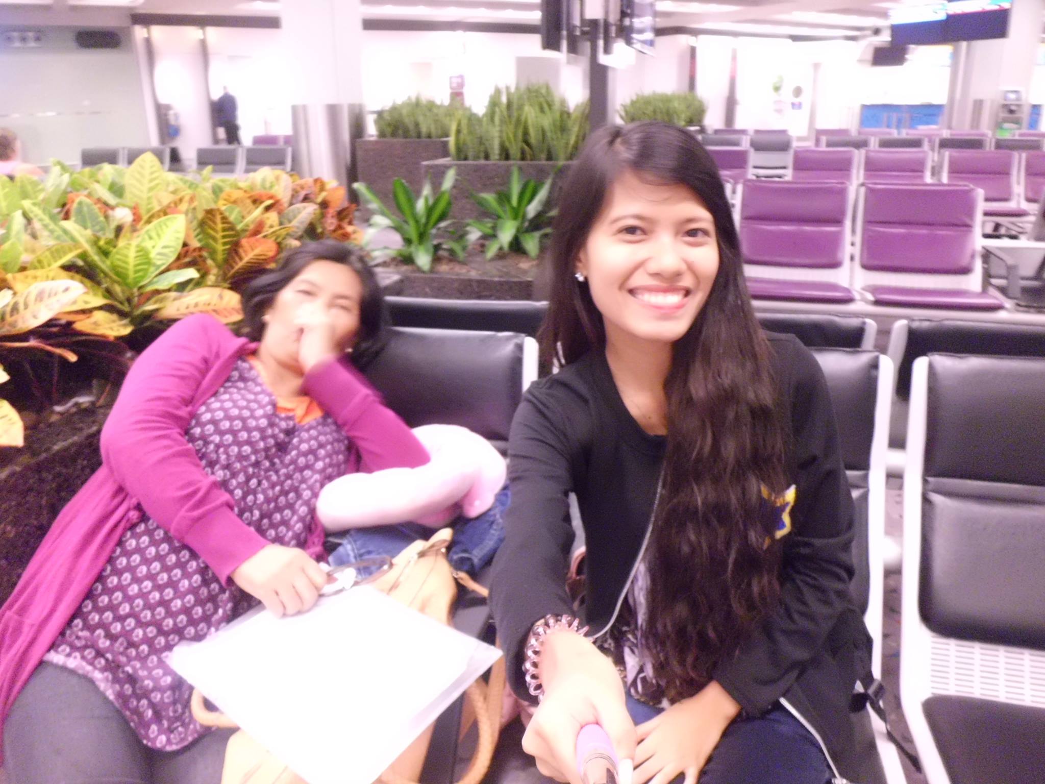 Waiting for our flight at Hong Kong International Airport